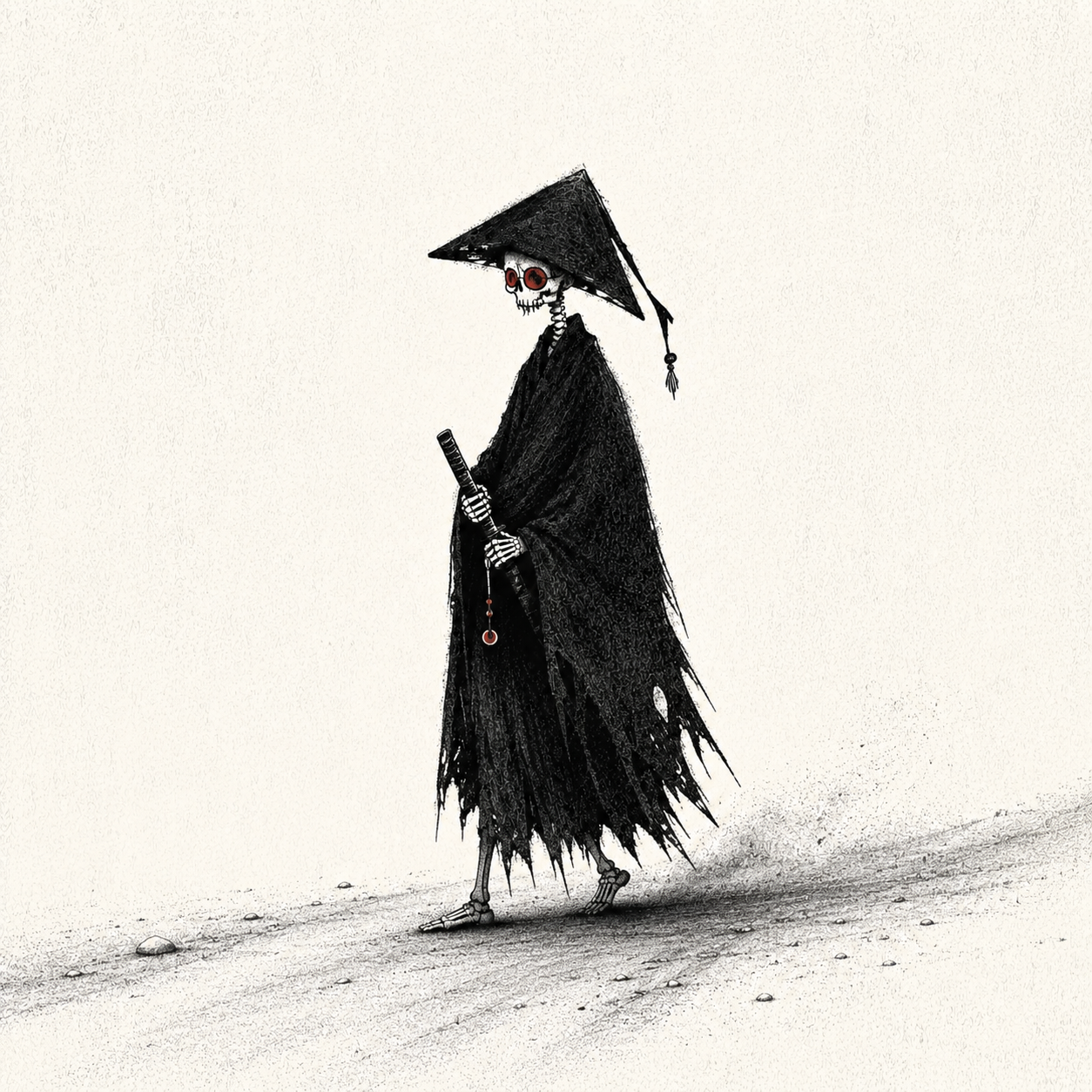 Mourn walking an empty road