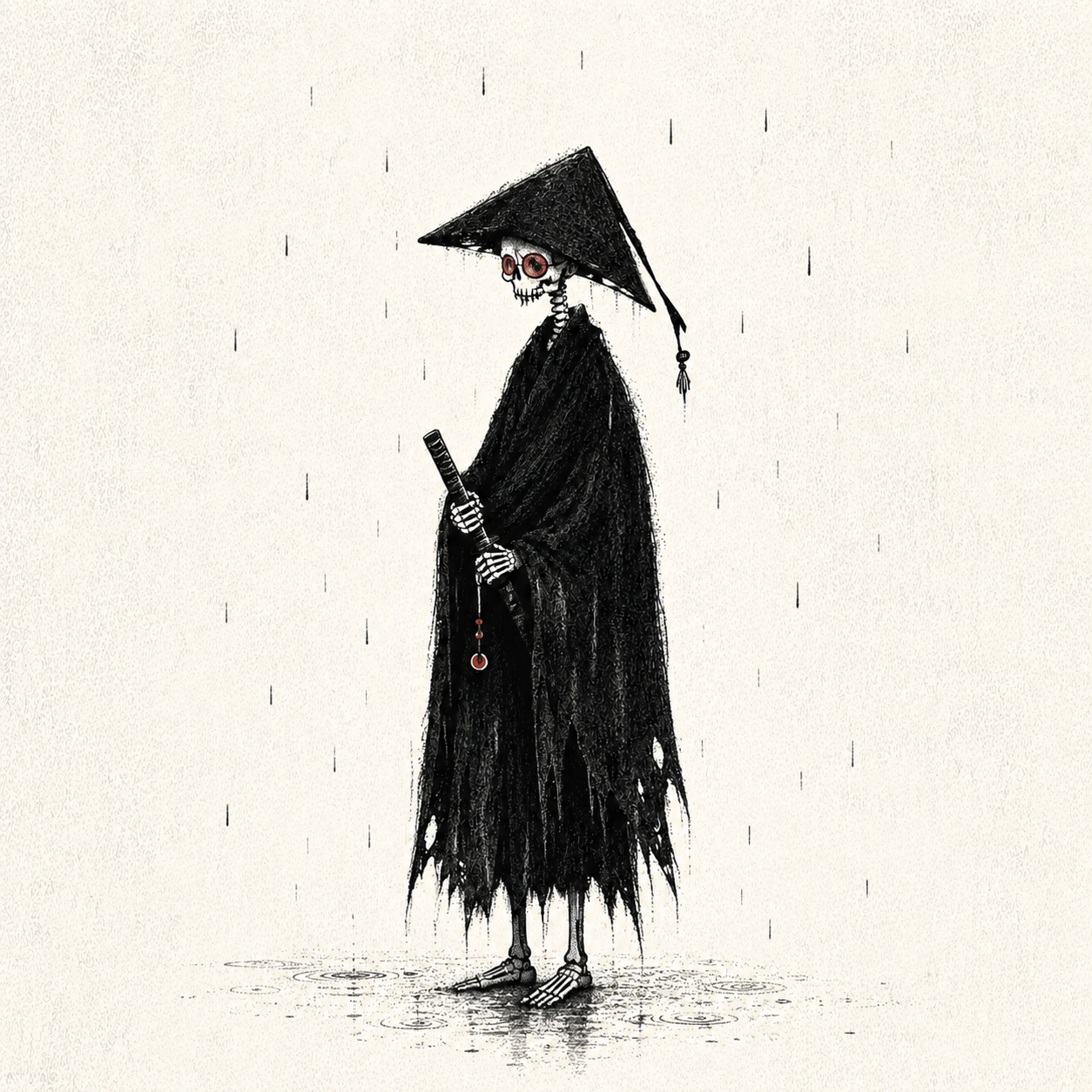Mourn standing in the rain